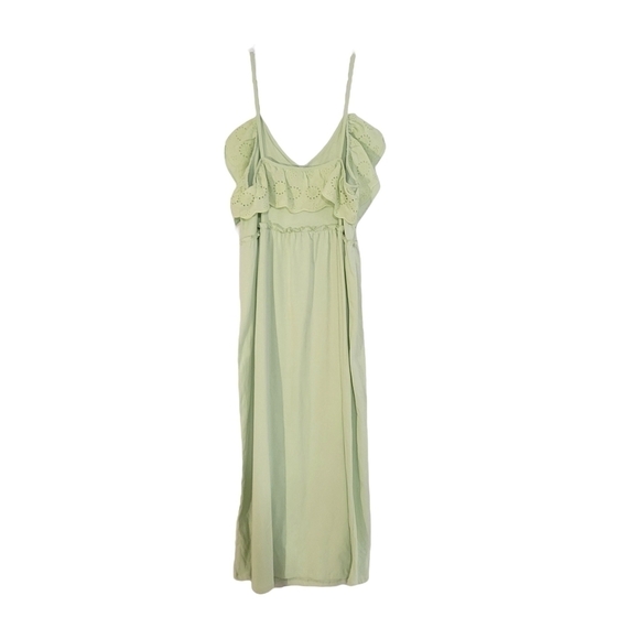 NWT Zara Light Green Lace Neck Maxi Dress - Picture 2 of 4